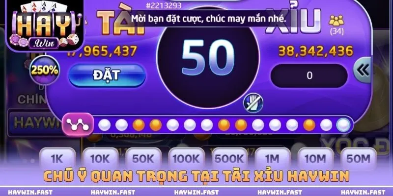 Chú ý quan trọng tại tài xỉu HAYWIN